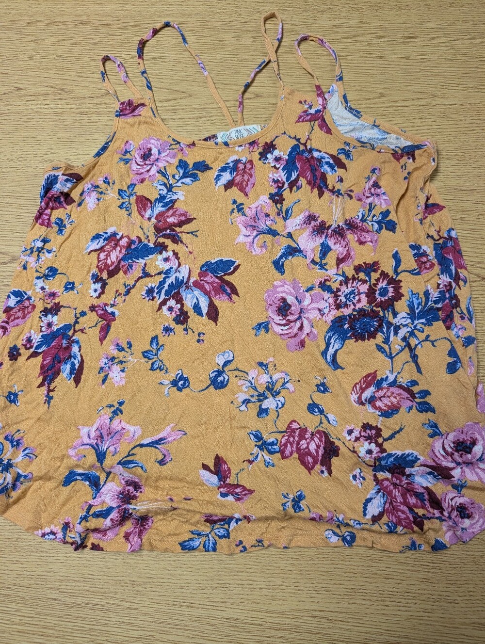 Pink Rose Mustard Floral Spaghetti-Strap Camisole